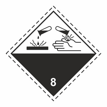 Знак перевозки опасных грузов «Класс 8. Коррозионные вещества» (металл, 300х300 мм)