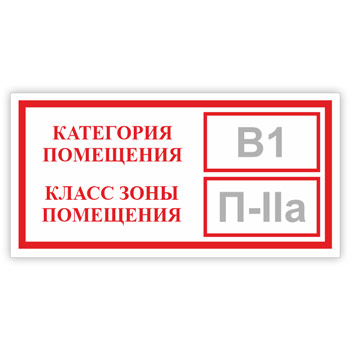 Знак «Категория помещения, класс зоны помещения», B05.1 (металл, 200х100 мм)